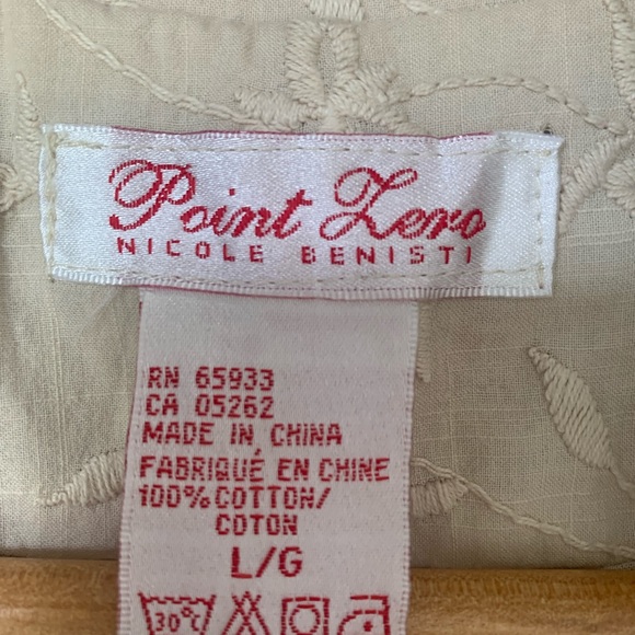 Point Zero Ruffle Embroidered Floral Button Cream Blazer coat with Pockets - Picture 3 of 7